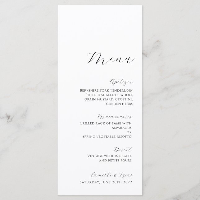 Menu minimaliste moderne Mariage (Devant)