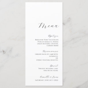 Menu minimaliste moderne Mariage