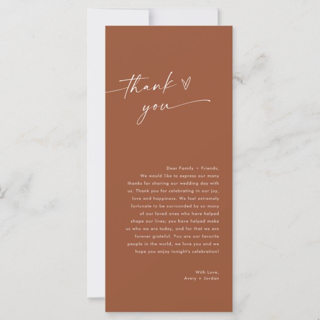 Menu Minimaliste + Note Merci | Mariage Napkin (Devant)