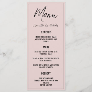 Menu Minimaliste Rose Dusty