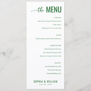 Menu Minimaliste Vert Élégant