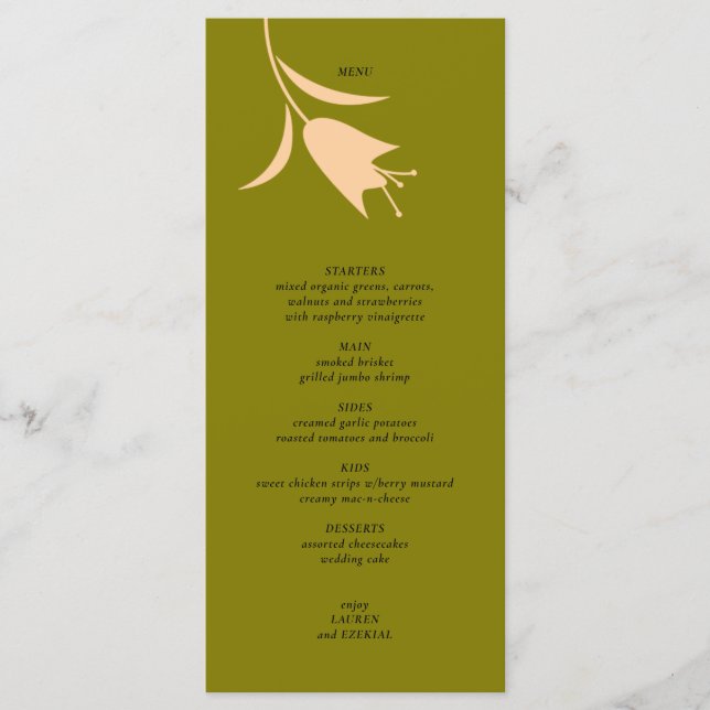 MENU MOD PEACH & OLIVE TULIP MARIAGE (Devant)
