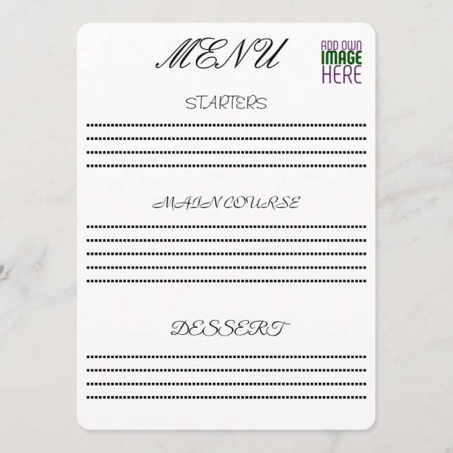 MENU MODELE DE TEXTE D'IMAGE BLANC SIMPLE ÉDITABLE MODE (Devant)