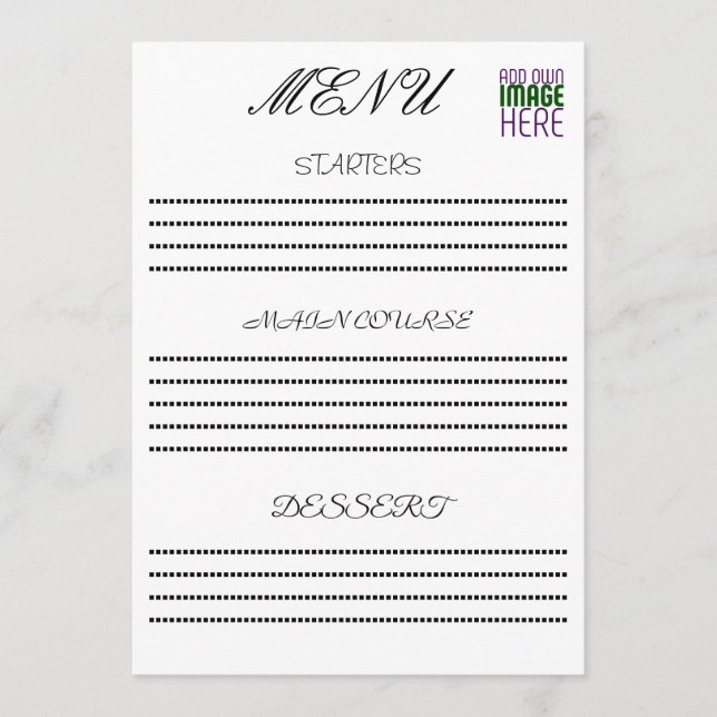 MENU MODELE DE TEXTE D'IMAGE BLANC SIMPLE ÉDITABLE MODE (Devant)