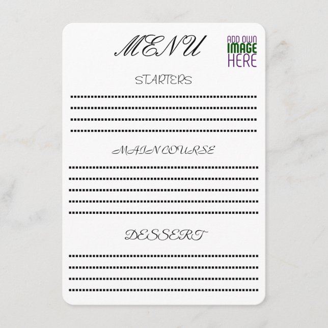 MENU MODELE DE TEXTE D'IMAGE BLANC SIMPLE ÉDITABLE MODE (Devant)