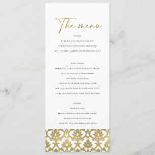 MENU MODÈLE FLORAL CLASSIQUE OR DAMASK
