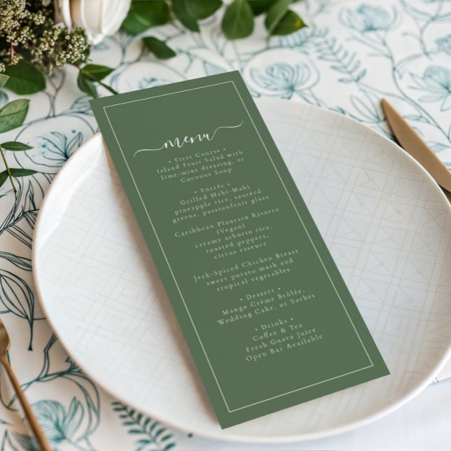 Menu Modern Coastal Green Palm Tree Wedding (Créateur téléchargé)