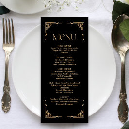 Menu Modern Deco | Elegant Black and Gold Wedding