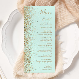 Menu Modern Gold Glitter Mint Green Wedding