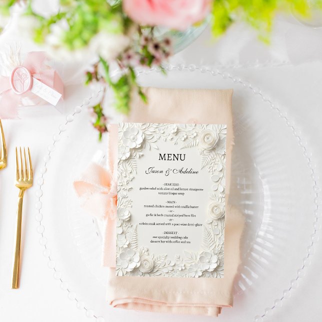 Menu Modern Luxury Floral Wedding  (Créateur téléchargé)