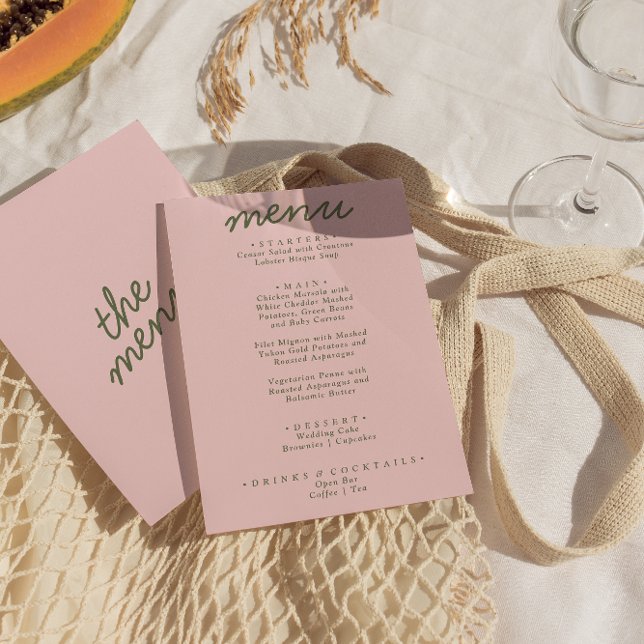 Menu Modern Pink Green Whimsical Summer Fun Wedding (Créateur téléchargé)