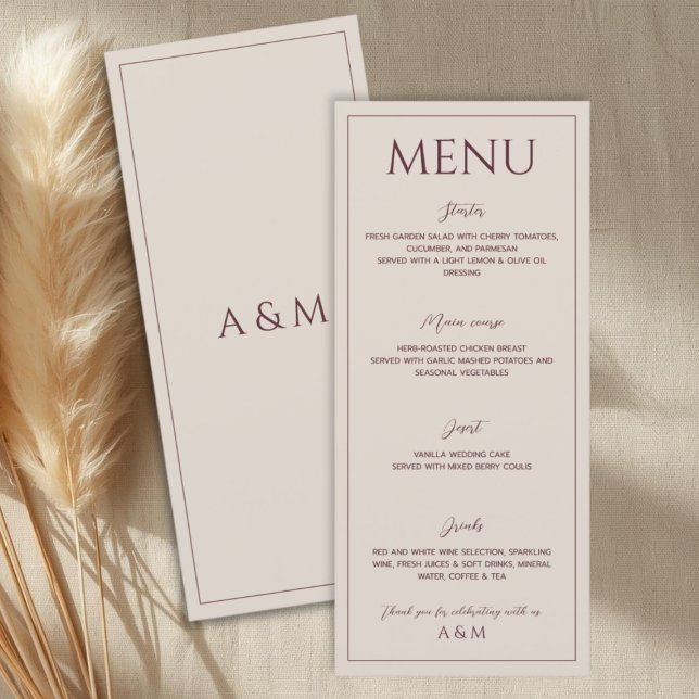 Menu Modern simple tan minimalist wedding (Créateur téléchargé)