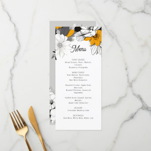 Menu moderne à fleurs monochromes mariage