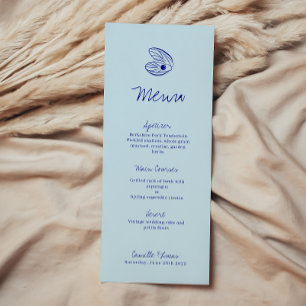 Menu moderne Blue Mediterranean Shell Mariage