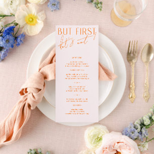 Menu moderne Blush PInk & Vibrant Orange Mariage