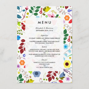 Menu moderne Boho Chic Floral Mariage