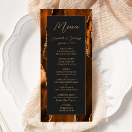 Menu Moderne Brûlé Orange Or Agate Mariage foncé