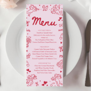 Menu moderne de la Saint-Valentin à coeurs roses e