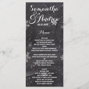 Menu moderne de mariage de tableau de flocons de