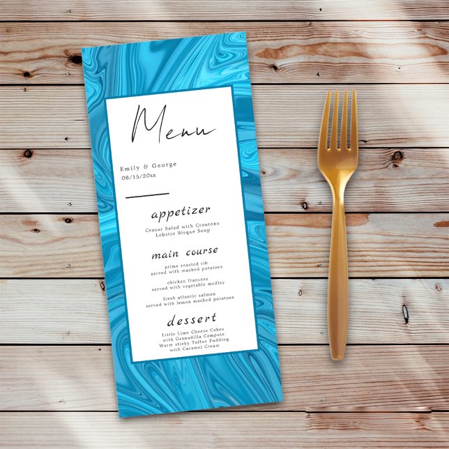 Menu Moderne Design tendance Bleu Vagues Abstrait Maria (Créateur téléchargé)