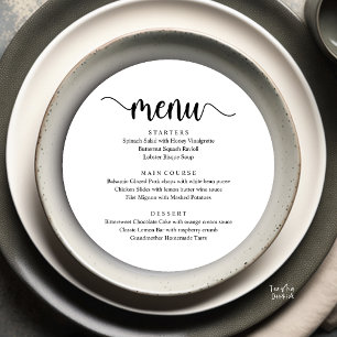 Menu Moderne écriture rustique, dîner de mariage en fui