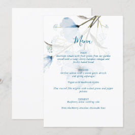Menu Moderne Elegant Chic Dusty Mariage bleu