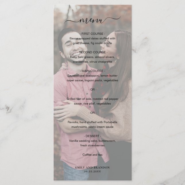 Menu Moderne Elegant Simple Photo Mariage (Devant)