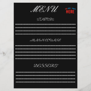 MENU MODERNE ET MODERNE PERSONNALISABLE NOIR VÉRIFIÉ