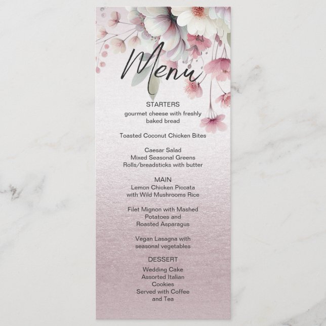Menu moderne Mariage rose blanc (Devant)