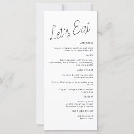 Menu Moderne Minimaliste Mariage