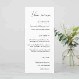 Menu Moderne minimaliste Mariage blanc