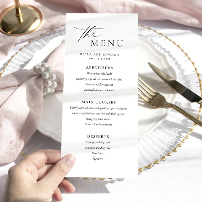 Menu moderne minimaliste Mariage noir blanc (Créateur téléchargé)