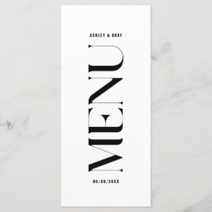 Menu moderne noir et blanc Mariage