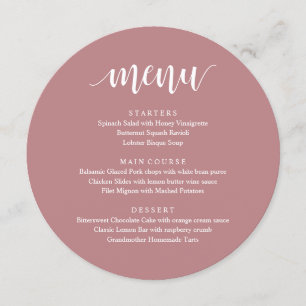 Menu Moderne Rustique, Mariage Elopement Dîner De Récep