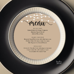 Menu Moderne Rustique, Mariage Fuite Rond Dîner