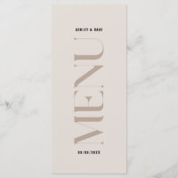 Menu Moderne Simple Beige Edge Mariage