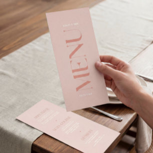 Menu moderne simple Mariage de bord rose