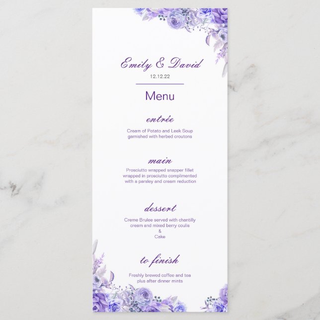 Menu modifiable, Menu Mariage, Baby shower, Bridal (Devant)