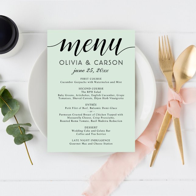 Menu Monnaie moderne et Mariage de script noir (Créateur téléchargé)