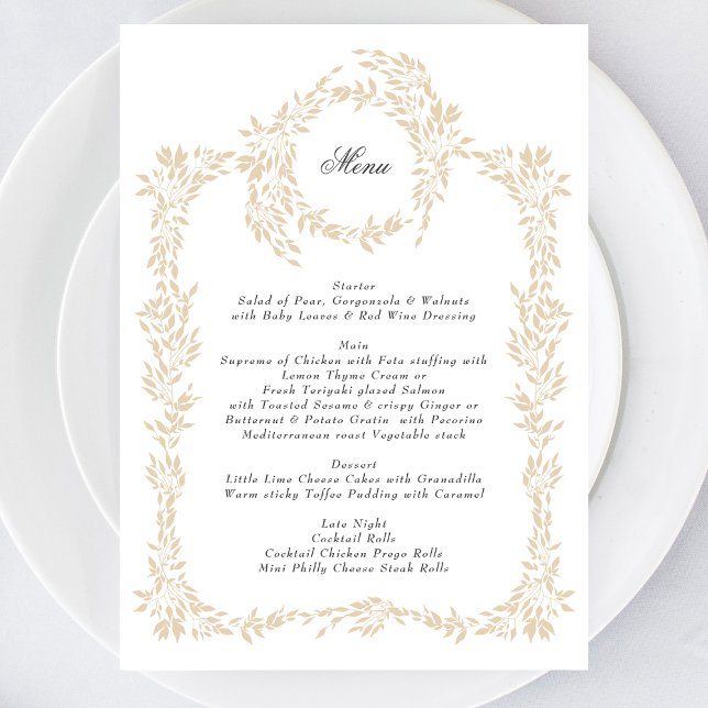 Menu Monogram Blush Crest traditionnel Mariage élégant (Créateur téléchargé)