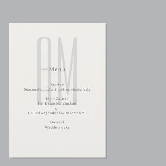 Menu Monogramme Architectural Minimaliste Mariage