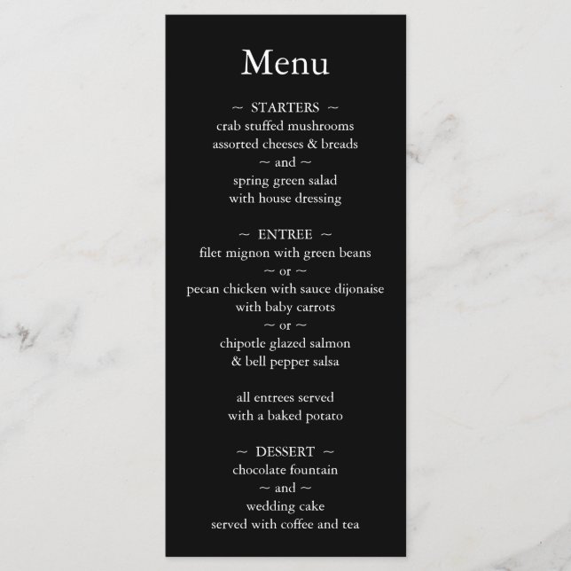 Menu Monogramme classique Mariage noir et blanc (Devant)