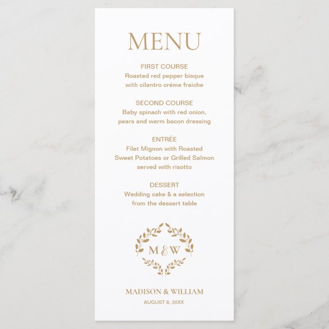 Menu Monogramme de crête Mariage officiel personnalisé (Devant)