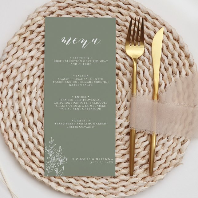 Menu Monogramme de Mariage Boho minimaliste moderne Sag (Créateur téléchargé)