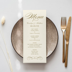 Menu Monogramme de mariage élégant à motif de volutes o
