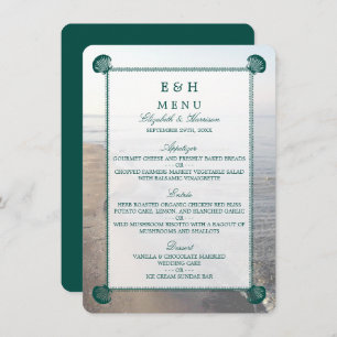 Menu Monogramme élégant et mariage Turquoise sur la pla
