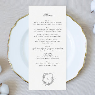 Menu monogramme floral vintage classique