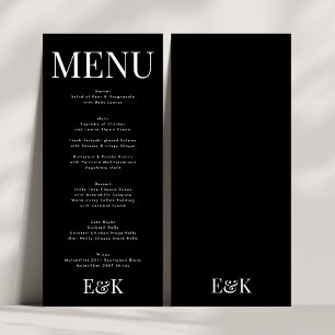 Menu Monogramme moderne élégant Mariage noir blanc