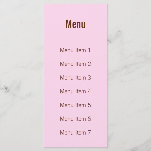 Menu Monogramme moderne - Rose et Brown (Devant)