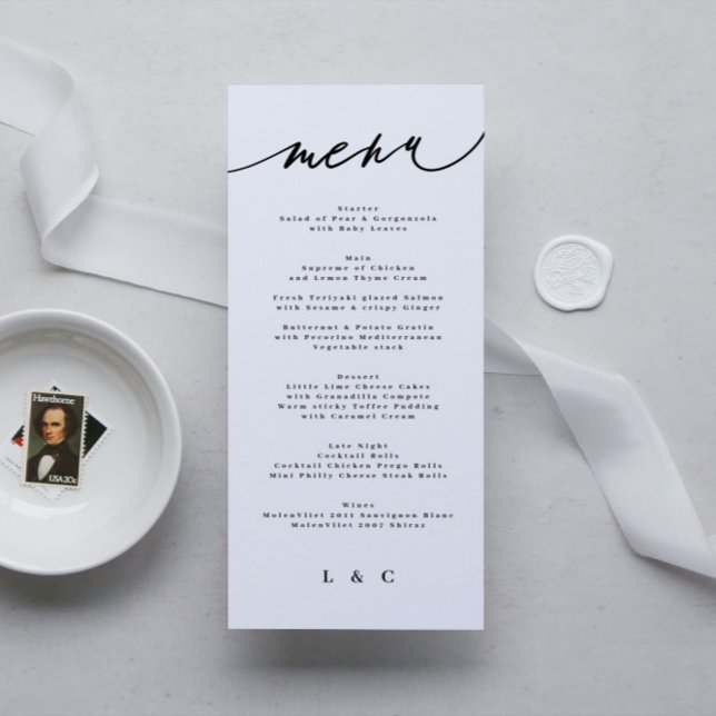 Menu Monogramme noir blanc classique (Créateur téléchargé)